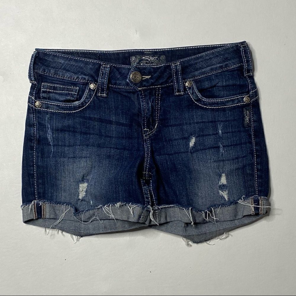 Silver Jean Co | Camden Rose Raw Hem Denim Shorts